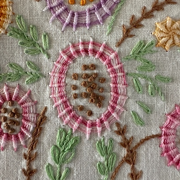 Vintage Embroidered Linen Dresser Scarf Runner Crochet Edge 34" Length - Picture 3 of 16